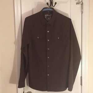 Kuhl burgundy button down long sleeve shirt